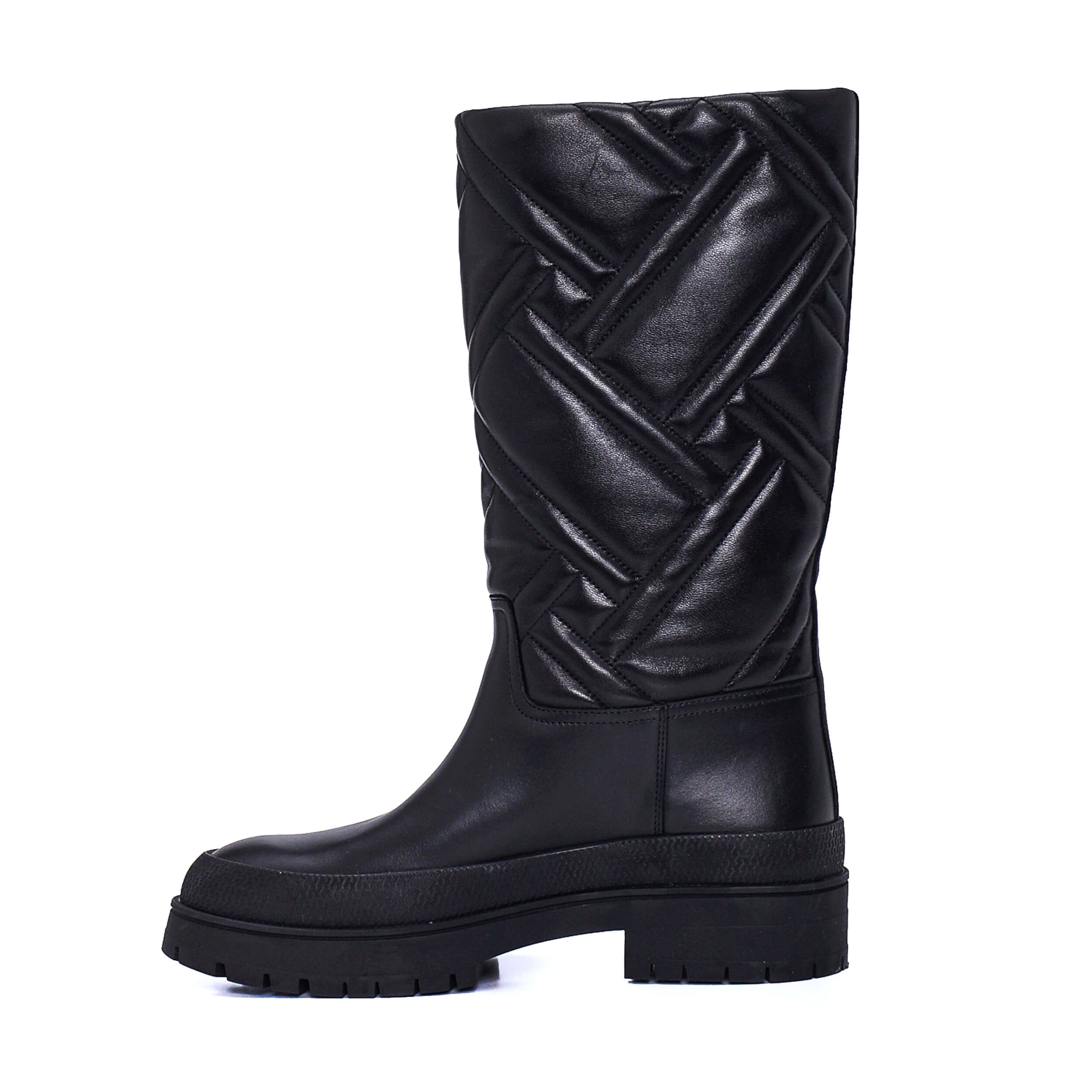 Hermes - Black Leather Hermes Logo Detail Long Boots